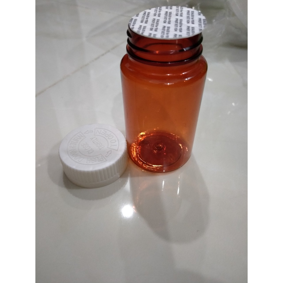Lọ nhựa dược nâu nắp nhấn chọn dung tích 100ml, 120ml gồm siu và gói hút ẩm