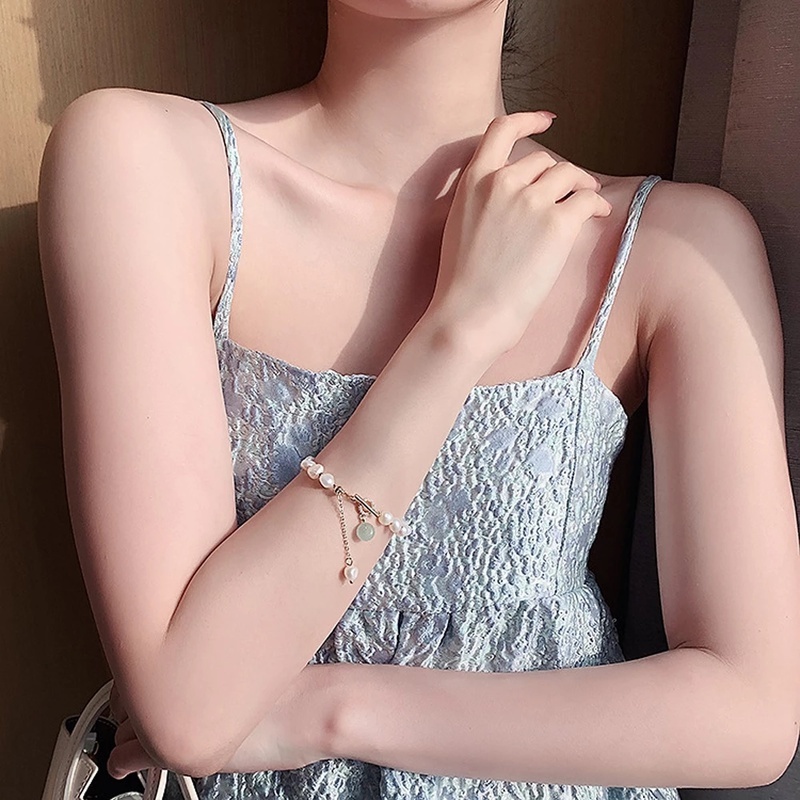 Vòng đeo tay đính ngọc trai tự nhiên có thể điều chỉnh kích thước