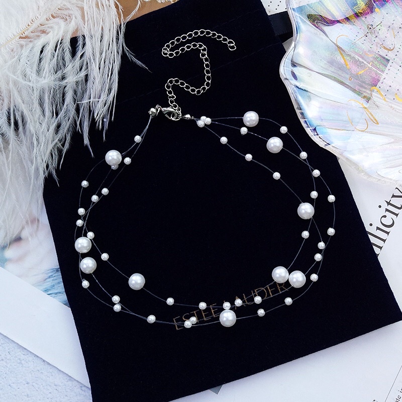 Vòng Cổ Chocker Hạt Ngoc Trai Nhân Tạo  Min Trang Sức Vòng Cổ Độc Đáo Trong Suốt Cực Xinh