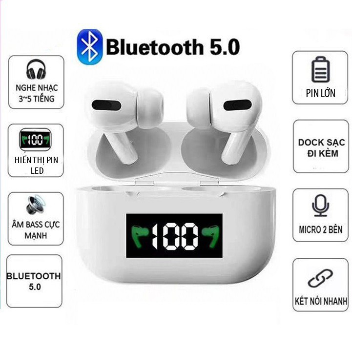 APod Pro 3 Tai nghe Bluetooth True Wireless Công Nghệ 5.0 Cảm Biến Tự Động Kết Nối, Đa Năng, Tiện Nghi