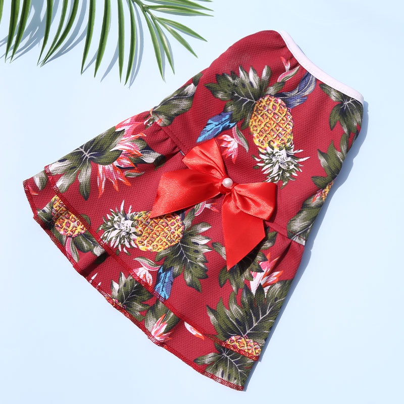 Váy Đi Biển Họa Tiết Quả Dứa Hawaii Cho Thú Cưng 4 Mùa