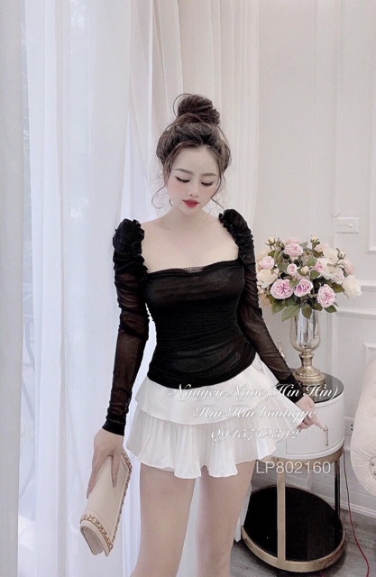 áo kiểu bigsize cổ vuông lưới voan 55kg-90kg