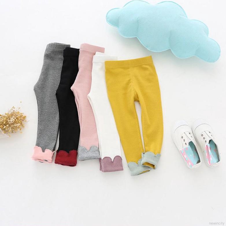 Quần legging cotton phối hoa dễ thương cho bé gái