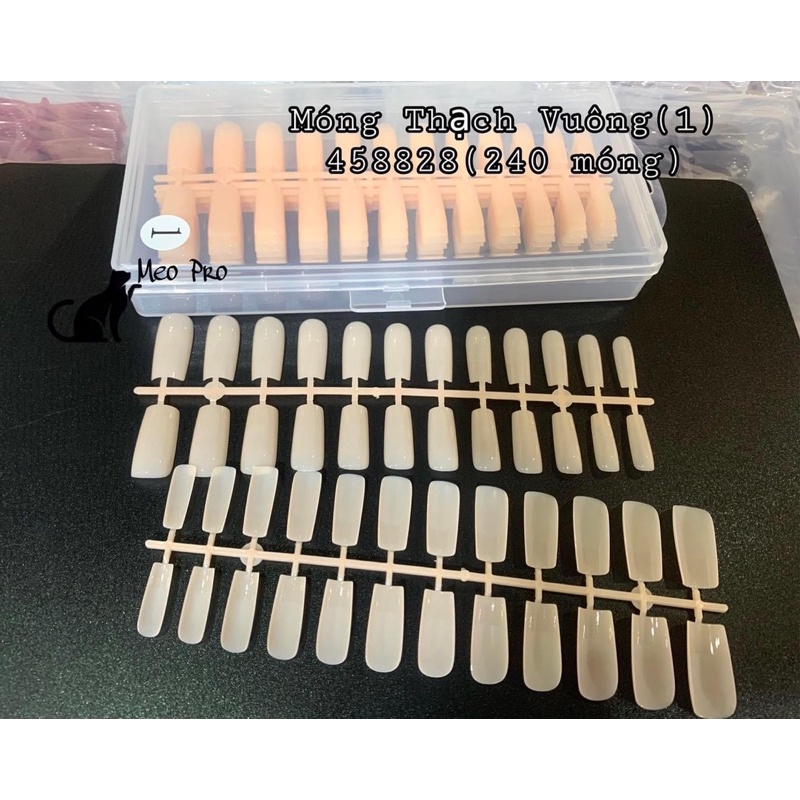 Móng úp thạch màu mỏng dẻo form nhọn- than - vuông- bầu