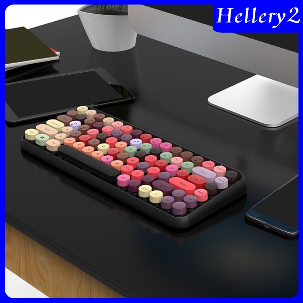 Ajazz Wireless Bluetooth Keyboard Compact Retro Round Keycaps 84-Keys Auto Sleep