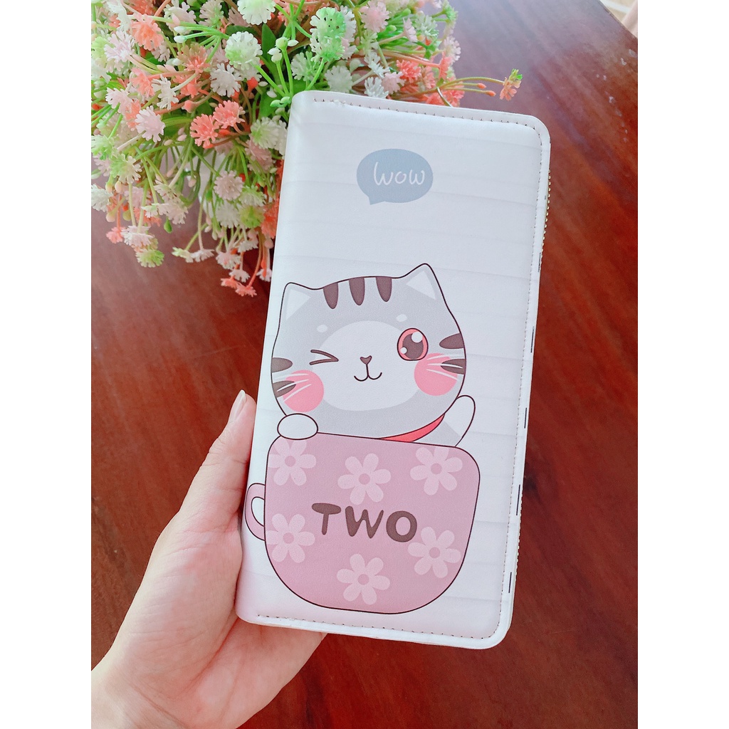 Ví Dài Nữ Cầm Tay Họa Tiết Cat Numberr Siêu Yêu Mẫu Mới