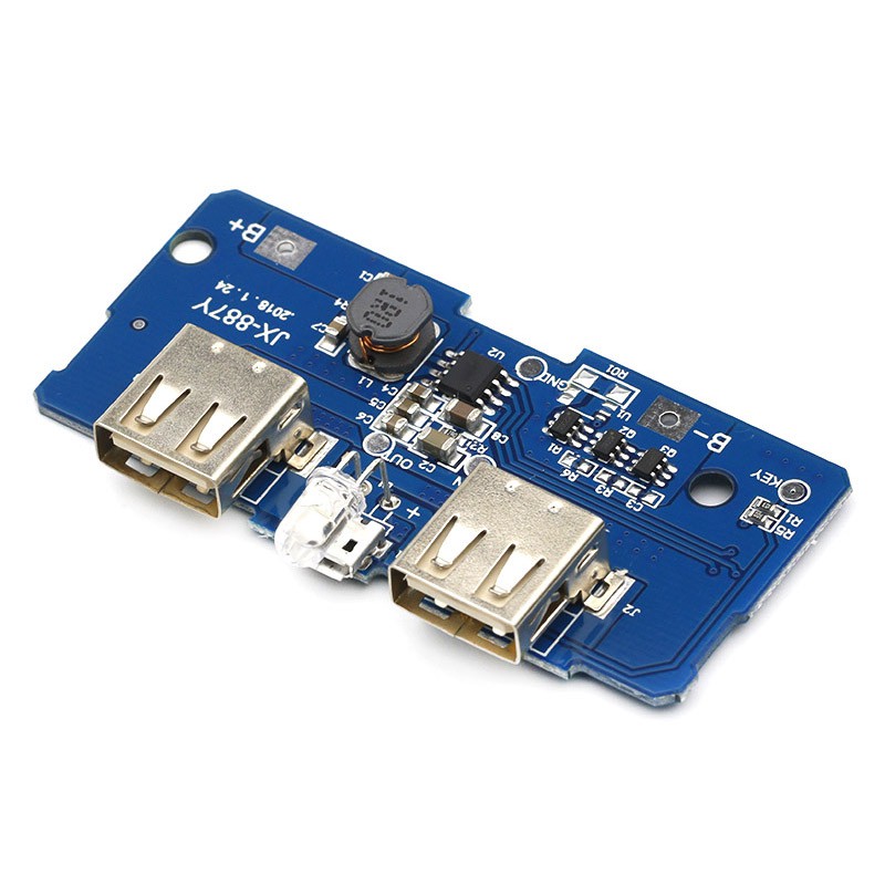 18650 Dual Micro USB 3.7V đến 5V 2A Tăng cường Ngân hàng điện di động Bộ sạc pin Lithium Bo mạch PCB Tự làm 18650 Mô-đun nâng cấp có đèn Led