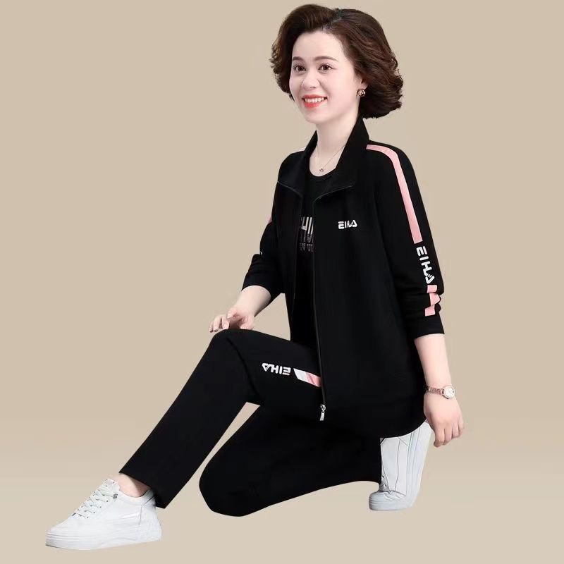 Set Đồ Thể Thao Áo Khoác Tay Dài + Quần Dài Thời Trang Xuân Thu Cho Nữ Trung Niên