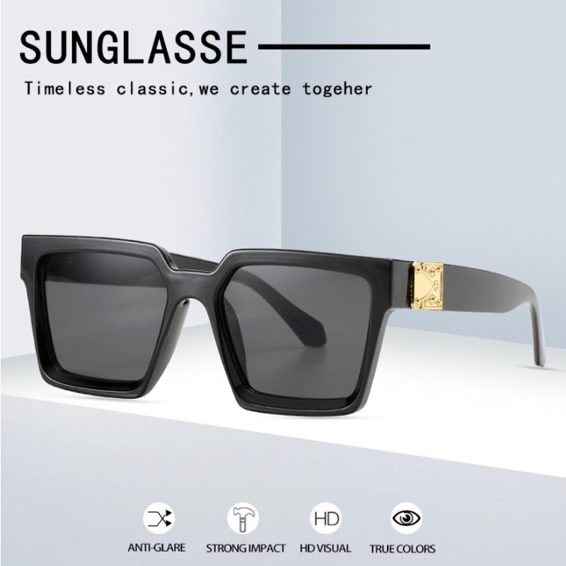 Kính mát Jiuerba gọng vuông chống tia uv400 oversized cho nữ