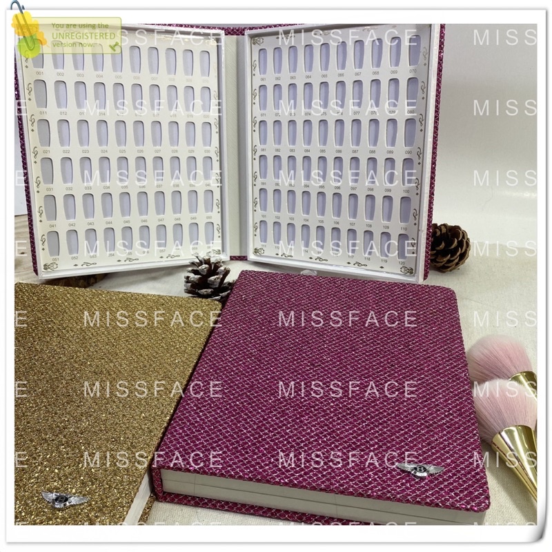 sổ trưng mẫu móng bìa kim tuyến lấp lánh _120 ô