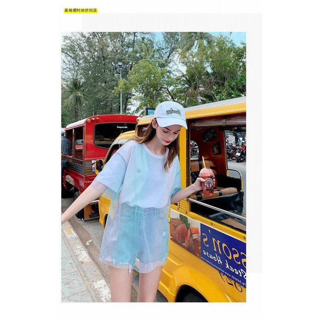 Áo thun nữ 2 mảnh phối lưới ngoài ulzzang