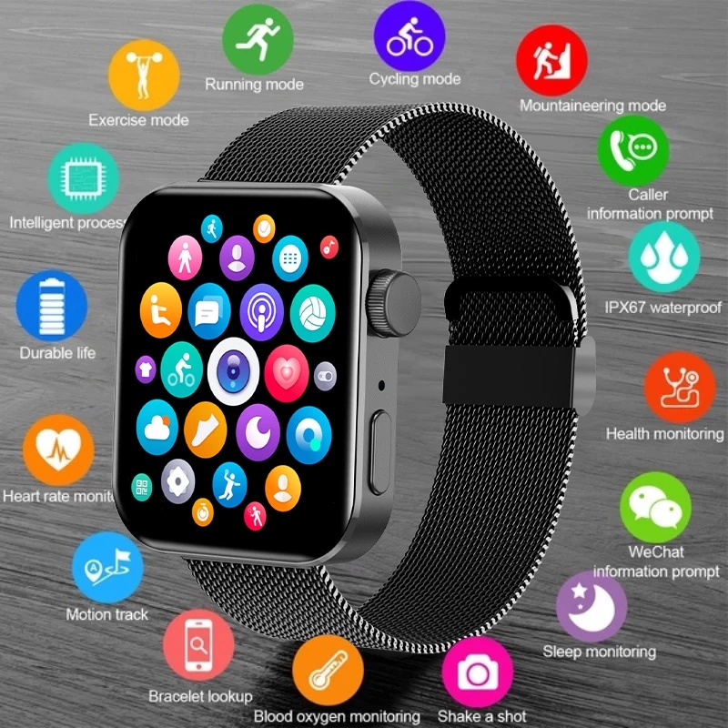 LIGE Đồng hồ thông minh dành cho nam Đồng hồ thông minh Bluetooth Cuộc gọi âm nhạc Bộ theo dõi nhịp tim Theo dõi nhịp tim Đồng hồ thông minh dành cho nữ không thấm nước