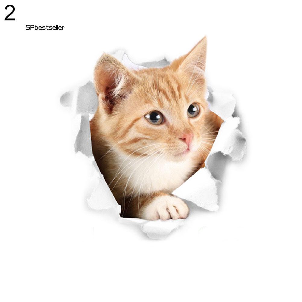 Nhãn dán tường họa tiết mèo đáng yêu trang trí độc đáo