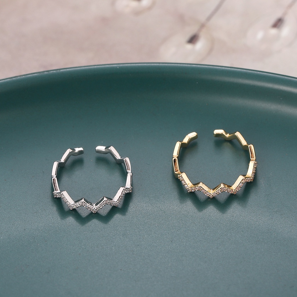 Nhẫn hở thời trang Hàn đơn giản đính đá zircon dành cho nữ