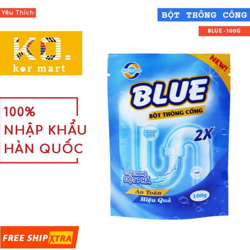 Chính Hãng-Bột thông cống Blue 100 g Siêu Mạnh đánh tan tắc nghẽn