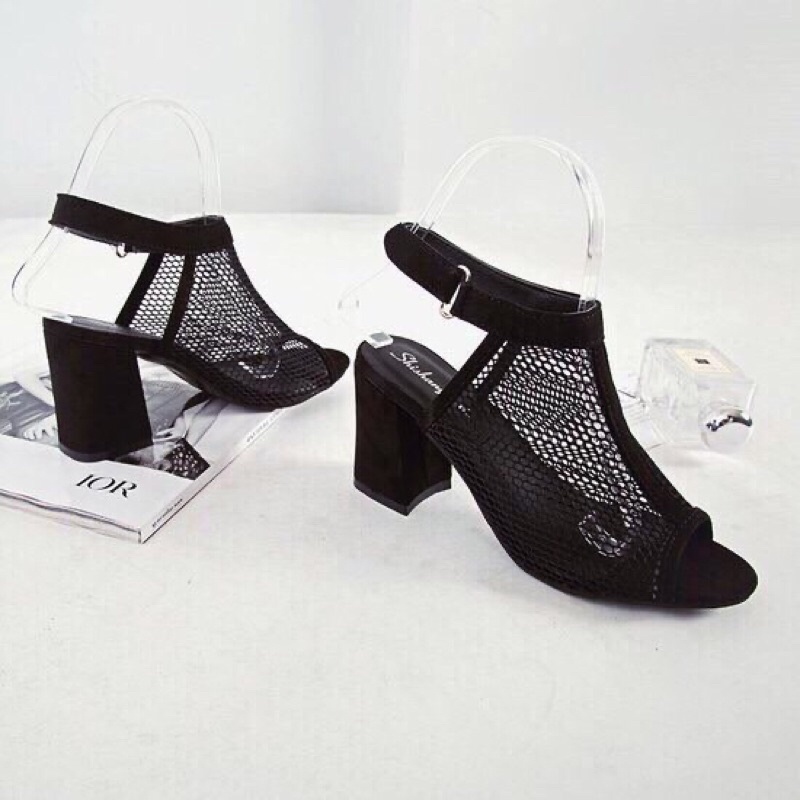 Boots lưới hở mũi thời trang đế vuông mới , B1 Oula Store