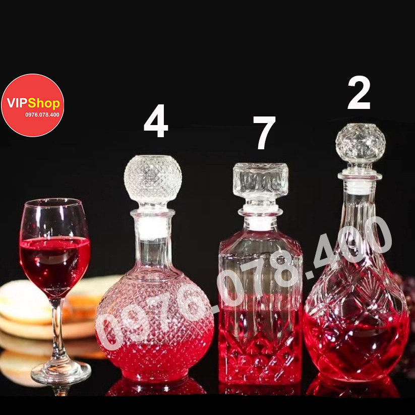 COMBO 3 Vỏ Bình Thủy Tinh Đựng Rượu 1 Lít, Bình Ngâm Rượu, CTT-02, CTT-04, CTT-07
