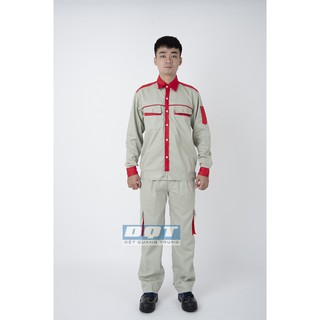 Bộ Quần Áo Bảo Hộ Lao Động Phối Màu Đỏ Trắng - SB 04