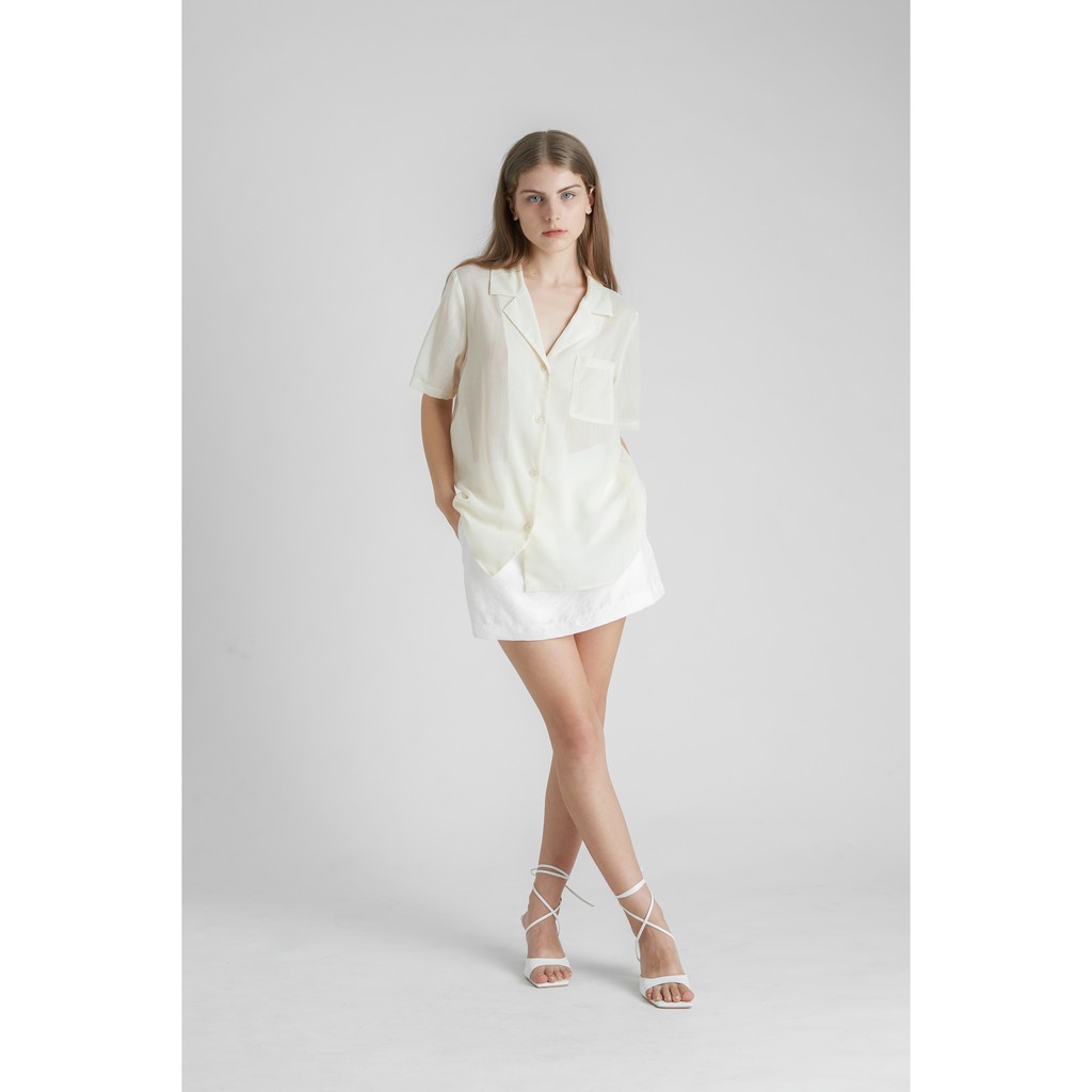 Quần váy KHÂU BY CQ cotton linen trắng Rory