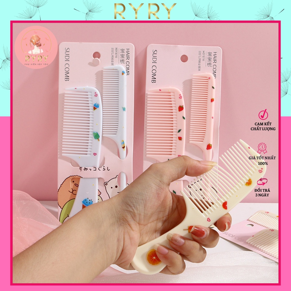 Lược Chải Tóc, Set Lược Chải Tóc 2 Món Xinh Xắn Màu Sắc Ngọt Ngào