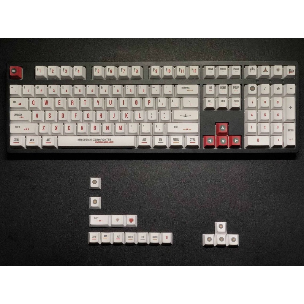 Bộ nút keycap PBT Cherry profile Zero Fighter 61 60 68 80 84 87 128