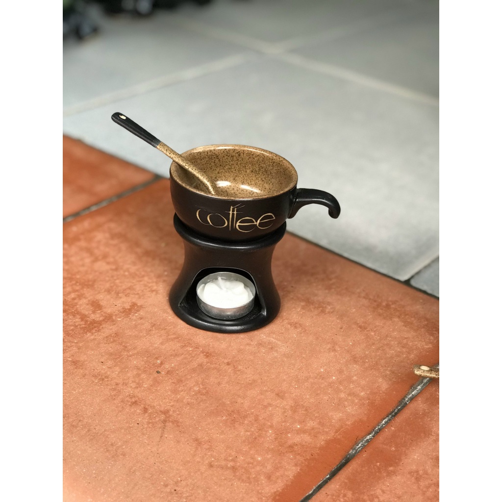 Giá Sỉ tại xưởng Bộ Bếp tách đun hâm nóng cafe bằng gốm sứ Bát Tràng Size 110ml