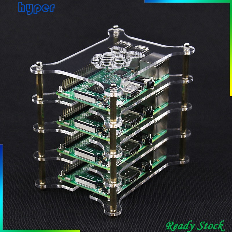 Vỏ Bảo Vệ 4 Lớp Bằng Acrylic Trong Suốt Cho Raspberry Pi 3 Model B B + / Pi 2