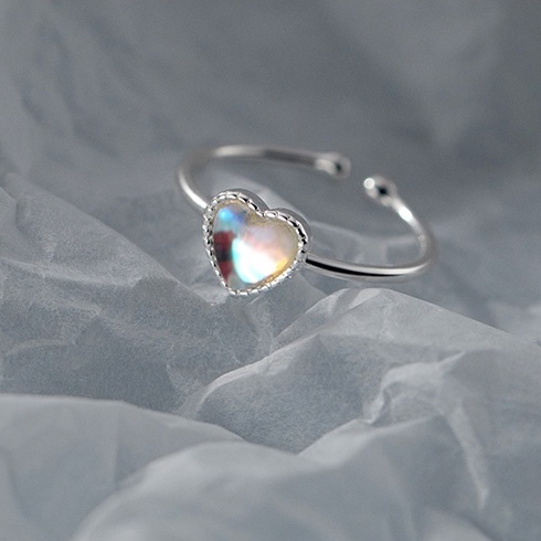 Nhẫn bạc nhẫn nữ bạc s925 basic mặt trái tim lấp lánh đổi màu Love Gradient Glass NB127
