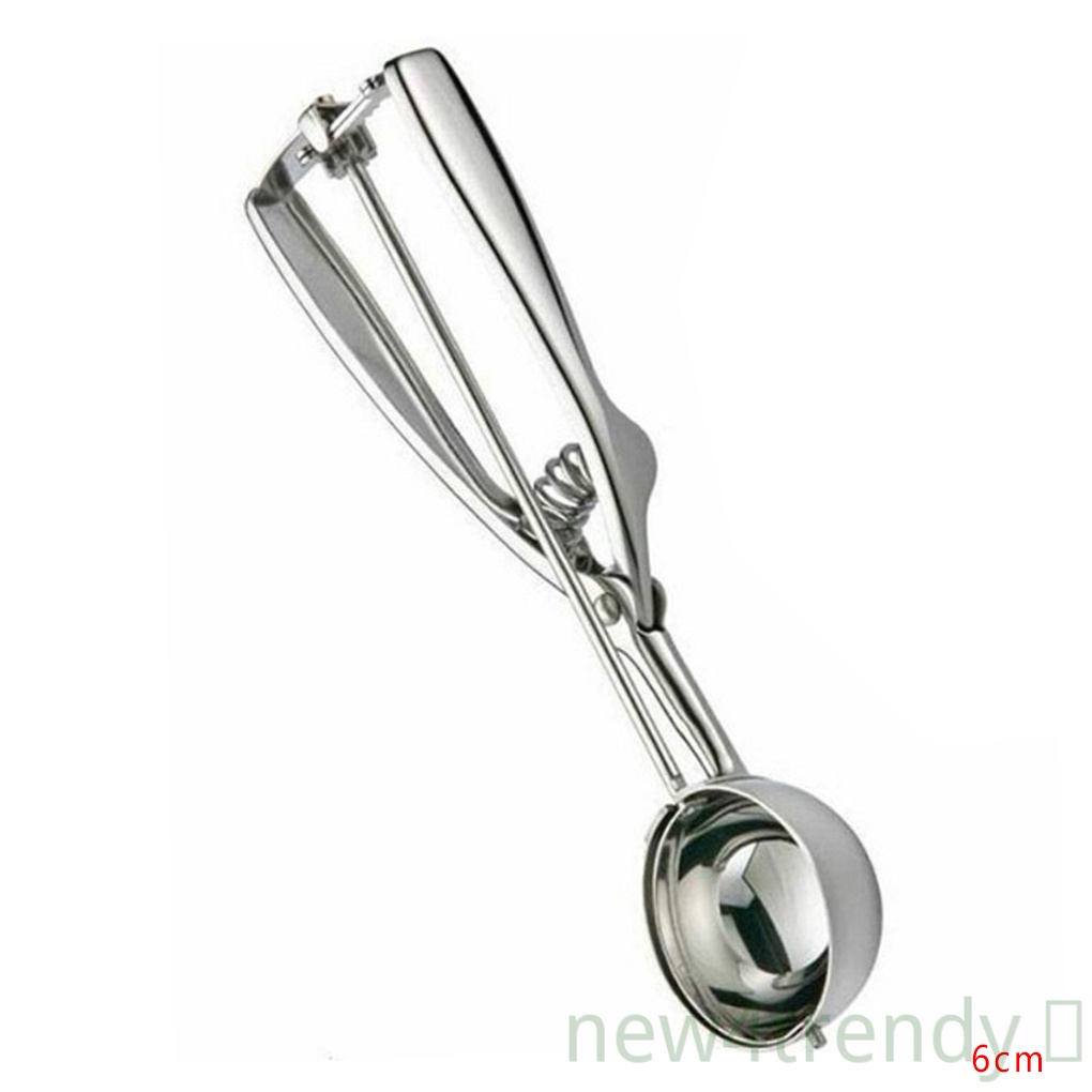 [NEW4]Ice Cream Scoop Trigger Metal Cookie Spoon Melon Baller Stainless Steel Dough Spoon Scooper