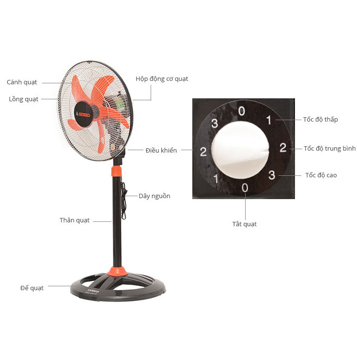 Quạt đứng công nghiệp thân sắt Senko DTS 107 - DTS 1609 - Hàng chính hãng, sẵn có