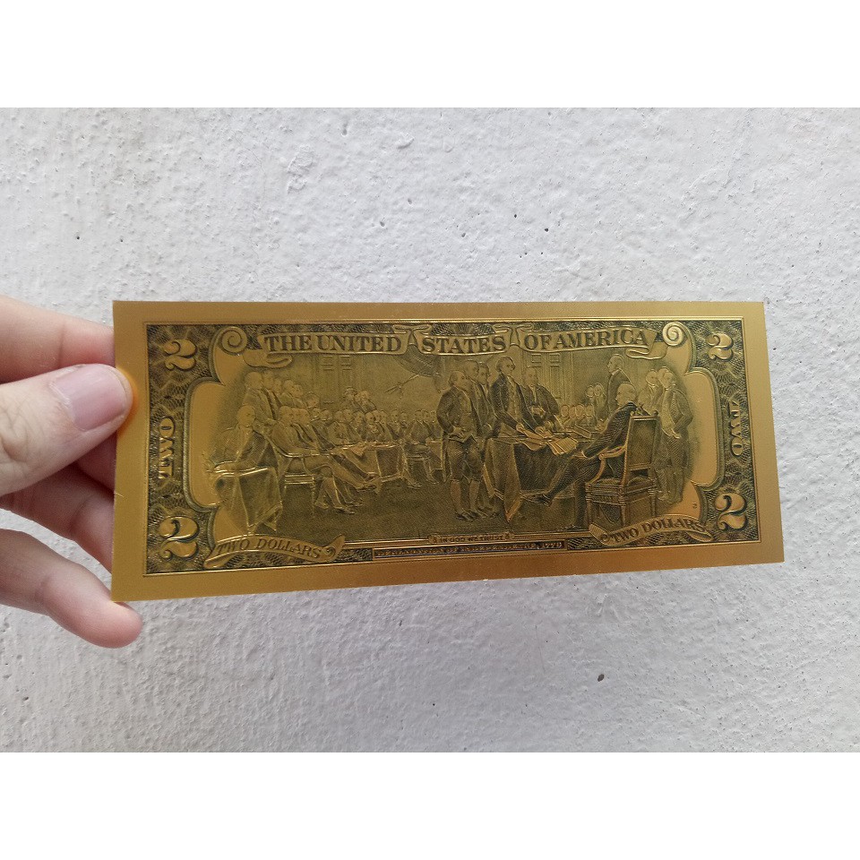 Combo 2 tờ USD mạ vàng 2 Đô La làm Quà Lưu Niệm