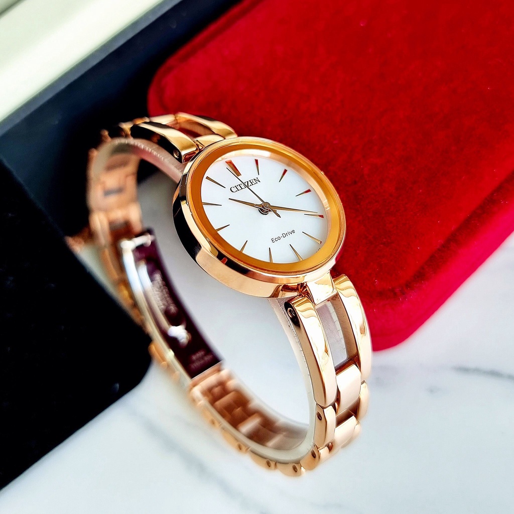 Đồng Hồ Nữ Citizen EM0633-53A Pin Eco-Drive Dây Sắt Vỏ Rose