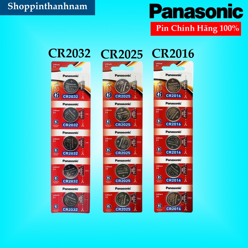 Vỉ 5 Viên Pin Panasonic CR2032 / CR2025 / CR2016 Lithium 3V Chính Hãng