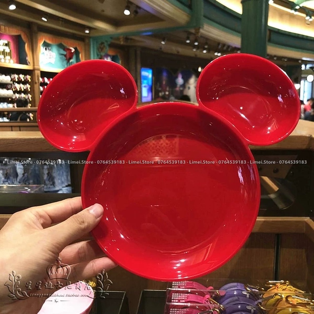 Khay dĩa ăn dặm 3 ngăn hình Mickey Minnie cho trẻ em bé trai gái Disney