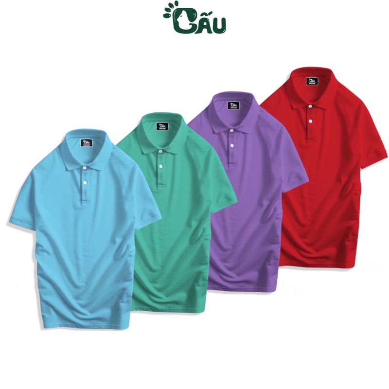 Áo thun Polo GẤU 194 Trơn Unisex vải cá sấu Trơn Poly co dãn 4 chiều dày dặn form gerular fit - Trơn PL 04
