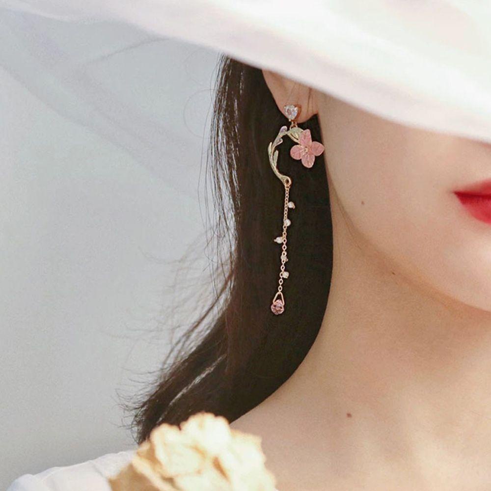 Bông Tai Mạ Bạc 925 Hình Hoa Lá Phong Cách Hàn Quốc|Bông Tai Kim Dài Thiết Kế Xinh Xắn Thời Trang