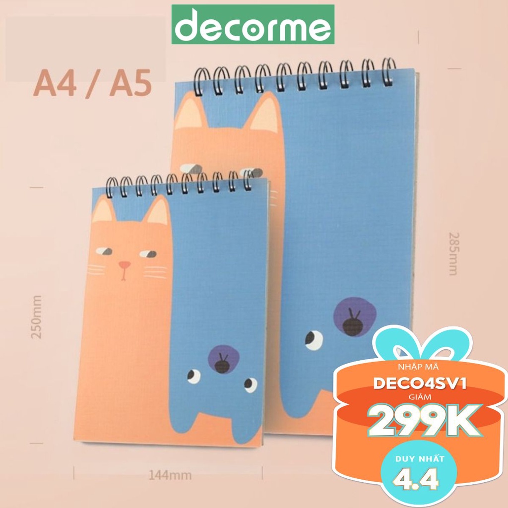 Sổ tay vẽ sketchbook DecorMe bìa màu 50 tờ 120gsm