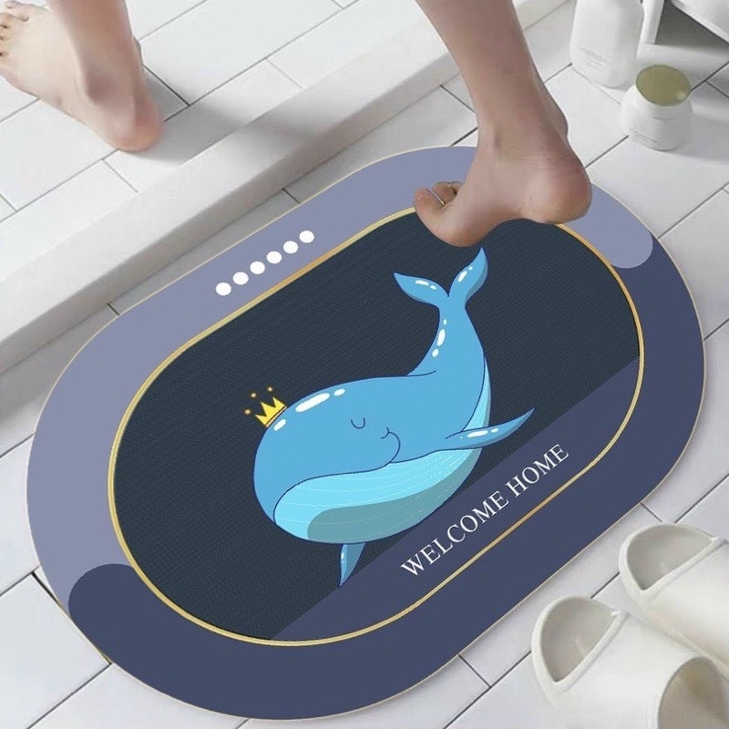 Thảm lót sàn nhà tắm siêu thấm - Thảm chùi chân Home chống trượt nhanh khô- Thảm chân Silicon decor nhà siêu mịn