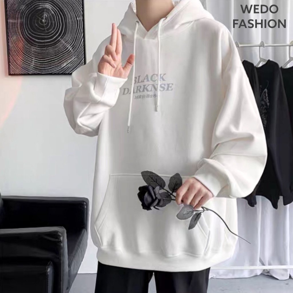 Áo hoodie nam nữ form rộng BLACK DARKNSE phối nón có túi, chất vải nỉ ngoại dày dặn, thiết kế sành điệu cá tính WEDO