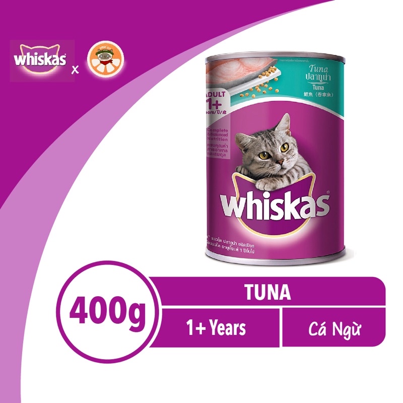 Pate WHISKAS cho mèo lớn lon 400g - Thức ăn dinh dưỡng cho mèo