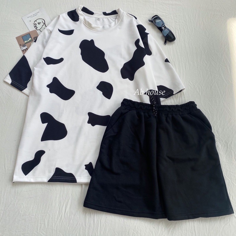 Áo Tay Lỡ BIGSIZE Bò Sữa MILK COW Nam Nữ (Ảnh thật/Có Sẵn)