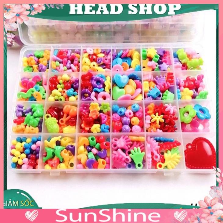 HỘP HẠT XÂU VÒNG HÌNH CHỮ NHẬT 24 Ô RÈN LUYỆN SỰ KHÉO LÉO VÀ SÁNG TẠO CHO BÉ, BỘ XÂU HẠT SunshineTOY