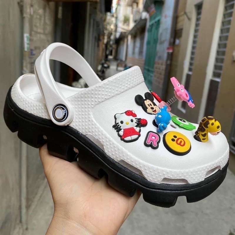 [FREE SHIP]Dép Sục Cross Răng Cưa Thời Trang TẶNG KÈM 12 STICKER + hộp . Hàng chụp thật 100%