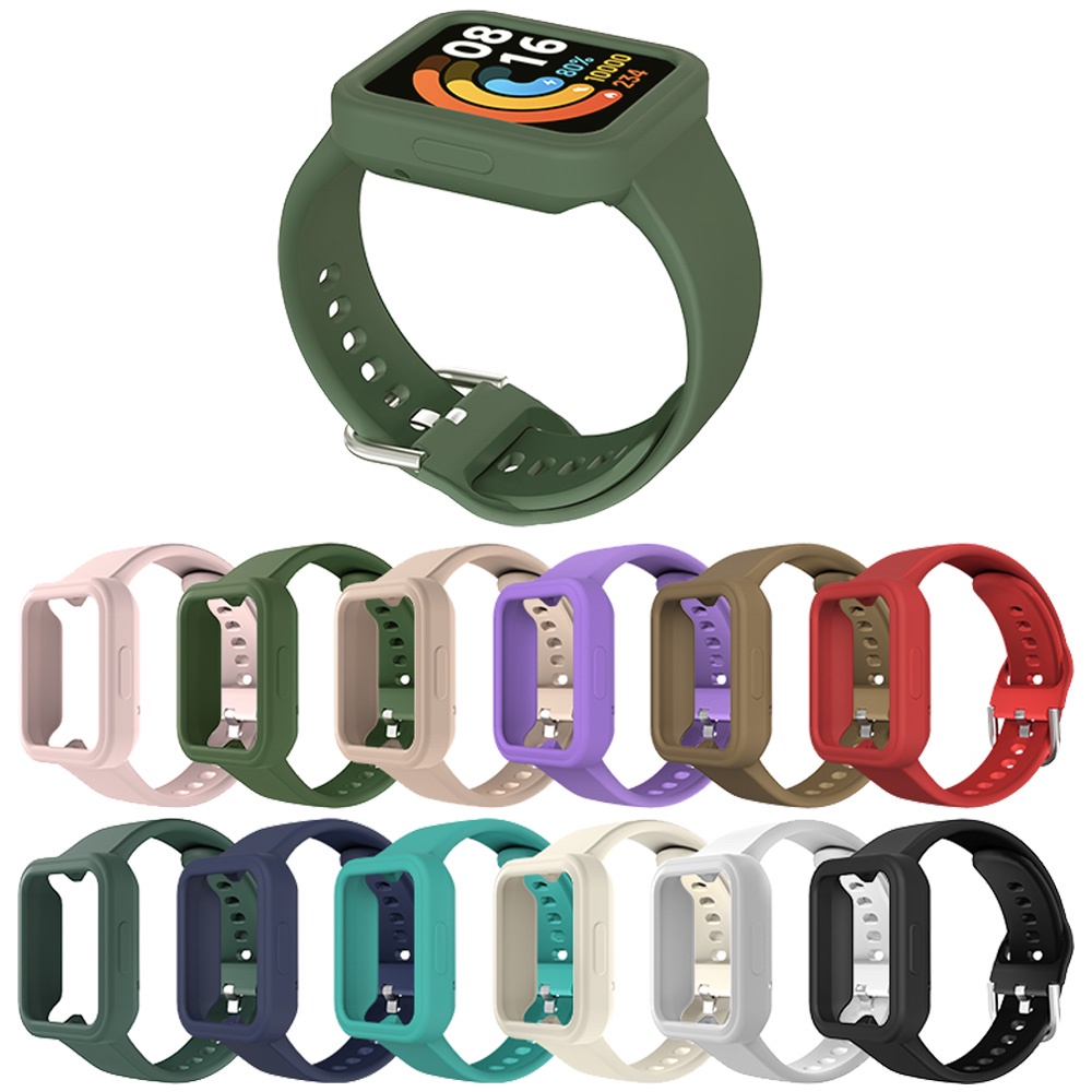 Dây Đeo Silicone Với Vỏ Bảo Vệ Cho Đồng Hồ Thông Minh Xiaomi Mi Watch Lite / Redmi Watch 2