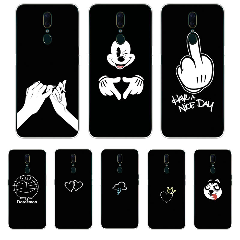 Ốp Lưng Oppo F7 F9 F11 Pro TPU mềm Case Cá tính đen tuyền Two