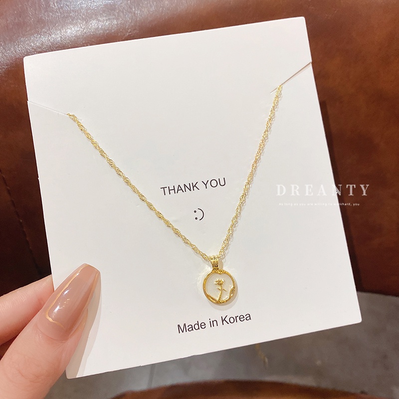 Dây Chuyền Mặt Tròn Họa Tiết Hoa Thời Trang Hàn Quốc Đơn Giản Dễ Phối Đồ