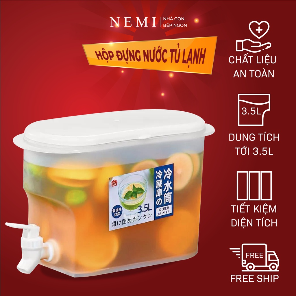 Bình Đựng Nước Tủ Lạnh Có Vòi Trong Suốt Tiện Dụng NEMI