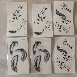 Combo 6 tấm hình xăm dán lông vũ én bay 10x6cm