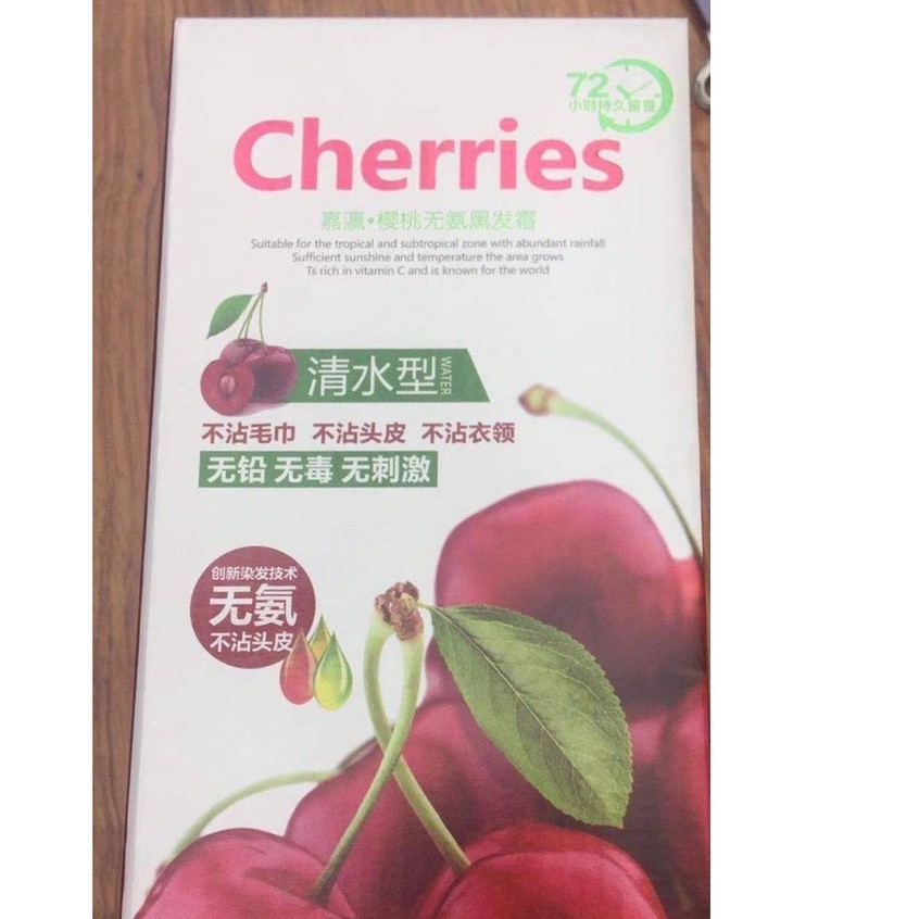 Thuốc Nhuộm Đen Phủ Bạc Chiết Xuất Cherries Phủ Bạc Không Dính Da Đầu Nhuộm Phủ Bạc, 1 hộp 2 túi