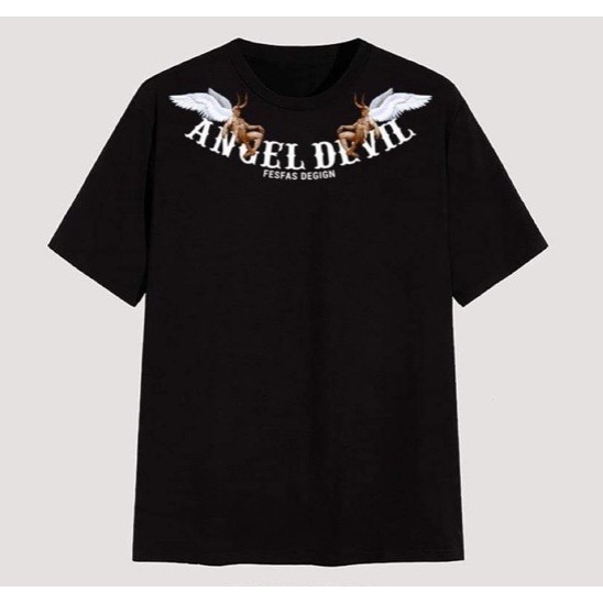 Áo thun tay lỡ Angel Devil , áo thun nam nữ unisex ,samyy_vn